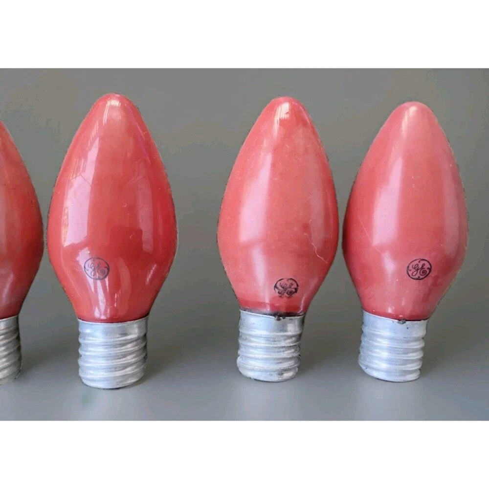 VTG Set Of (9) GE Red Ceramic Opaque C9 Christmas Replacement Light Bulbs 3